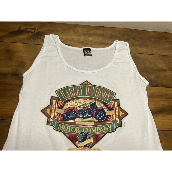 Vintage 1990 Harley Davidson Double 3D Emblem Tank Live To Ride Size Large - Picture 5 of 13
